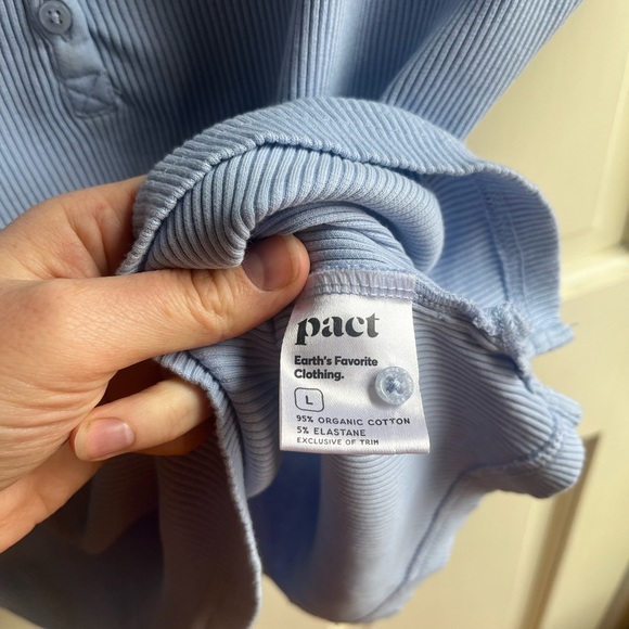 Pact Light Blue Ribbed Henley Top - Picture 3 of 4